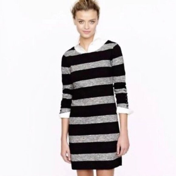 J. CREW | Black Gray Striped Dress Sz XS - Picture 1 of 10